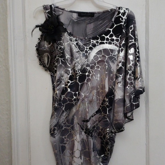 Black Silver Dress With Matching Mask - Picture 3 of 8